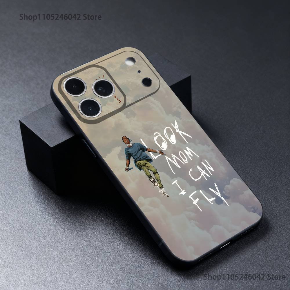 C-Cactus J-Jack Travis Scott Black Soft Cover Phone Case For iPhone 17,16,15,14,13,12,11,Pro,Max,Plus