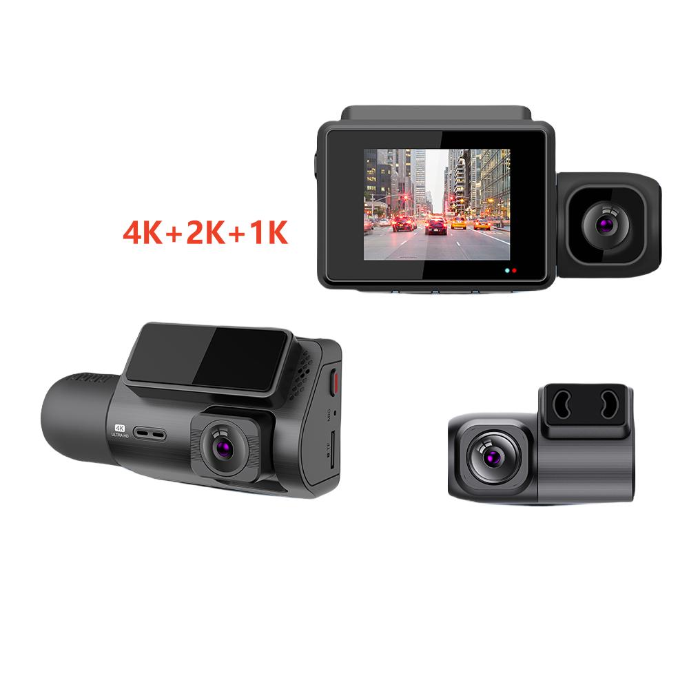 2Inch 4K+2K+1K 4K 3 Channel Dash Cam Dashcam Front and Rear Inside Interior WIFI GPS Night Vision Parking Monitor for Car