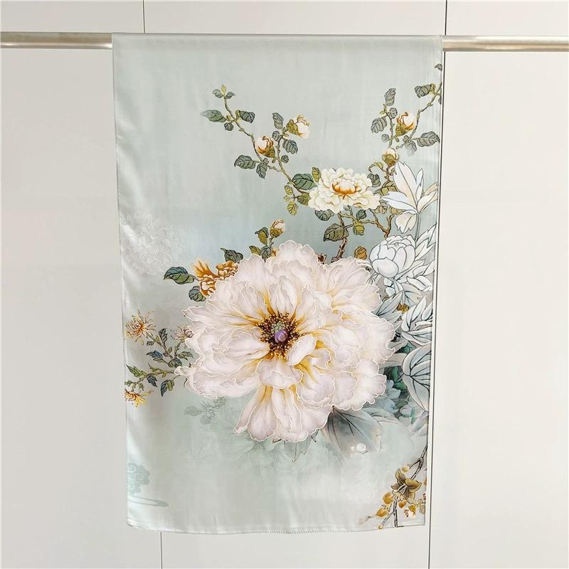 Graceful 100% Pure Silk Scarf Women Elegant Mulberry Silk Floral Neckerchief Scarves Shawls
