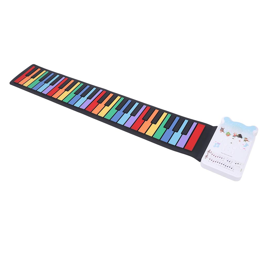 Roll Up Piano Keyboard with Speaker 49 Keys Foldable Colorful USB Rechargeable Silicone Electronic