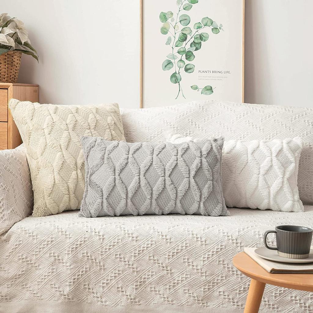 Plush Pillow Cover Nordic Cushion Cover for Sofa Living Room 45*45 Decorative Pillows Solid Color Home Decor