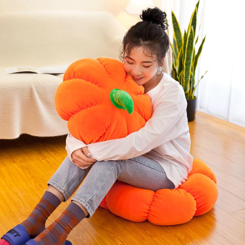 Cute pumpkin sleeping pillow, plush toy doll large round seat cushion birthday gift female doll