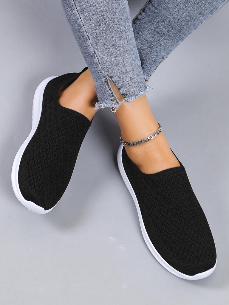 Flat Shoes Women's Hollow Breathable Mesh Casual Shoes Slip-on Walking Shoes Sneakers Summer Fashion Women's Sneakers 2024