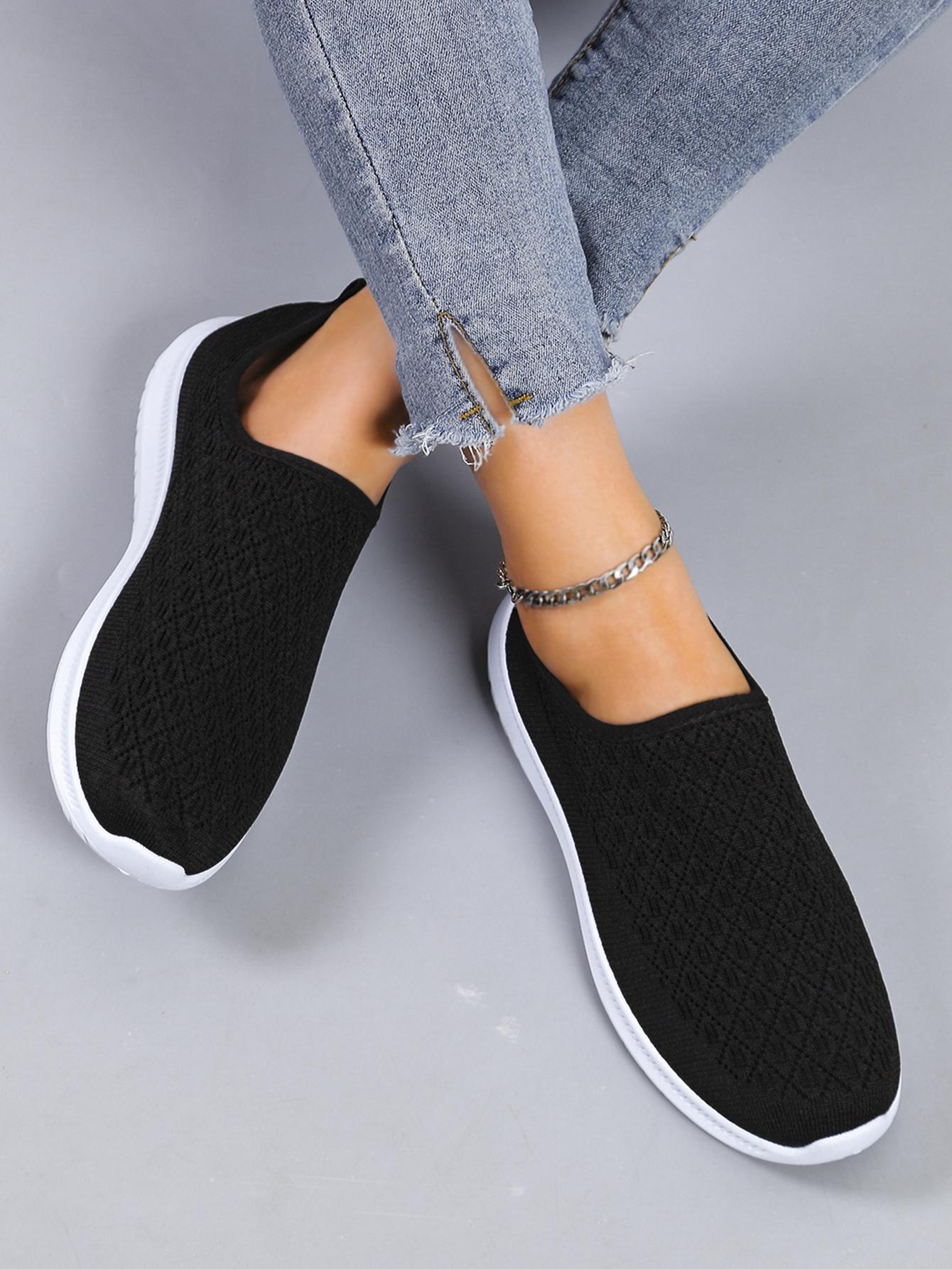 

Туфли на плоской подошве, женские повседневные туфли из дышащей сетки, слипоны, прогулочные туфли, летние модные женские кроссовки 2024 года 43 чёрный