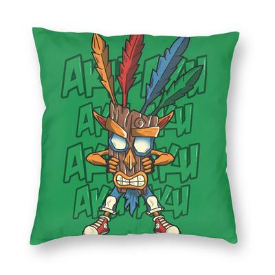Crash Bandicoot Green Mask Pillow Cover Graphic Cushion Cover Morden Pillow Case For Wedding Party Home Decor