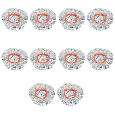 10pcs Hair Dye Processing Hat Constant Temperature Aluminum Foil Deep Conditioning Caps Silver