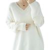 Bvaeocl Long Knit Loose Stylish for BV71 Women's Sweater, Cute, Slimming, Fit, Soft, Warm, Fall/Winter, (JP, Alphabet, L, White)