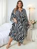 EDOLYNSA Schicker gestreifter Kaftan Strandkleid Damen Homewear übergroßer Kaftan frisches Kleid frisches Kleid Hausmantel Q1297