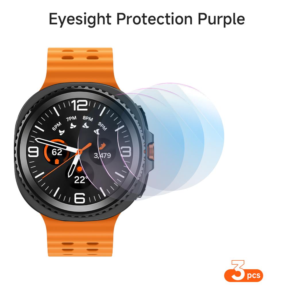 1-5PCS Screen Protector for Samsung Galaxy Watch 8 40mm 44mm Classic 9 HD tempered glass film+Eye-protection purple light