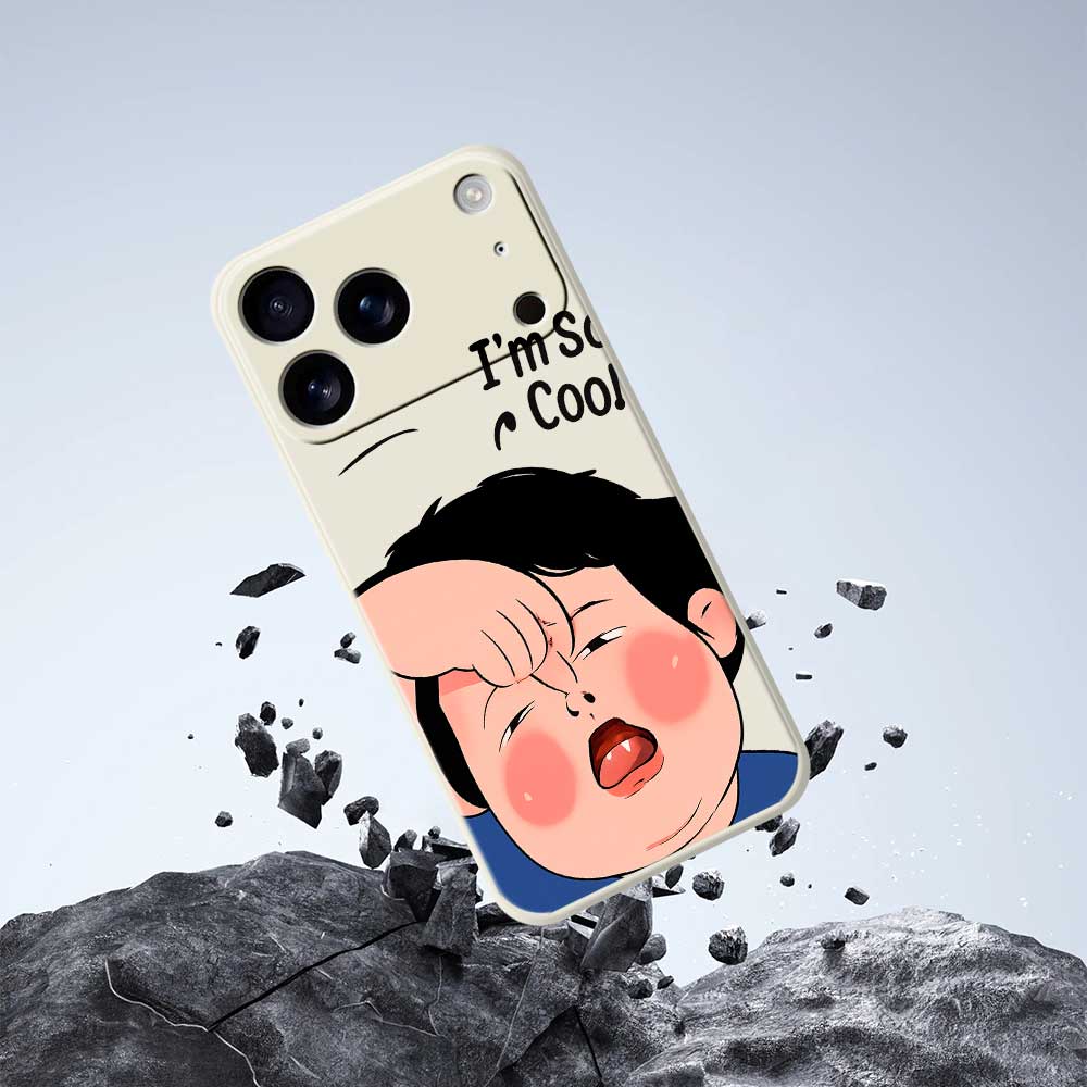 For iPhone 17 Pro Max Case Make Faces Kid Pattern Printing Straight Edge TPU Phone Back Cover