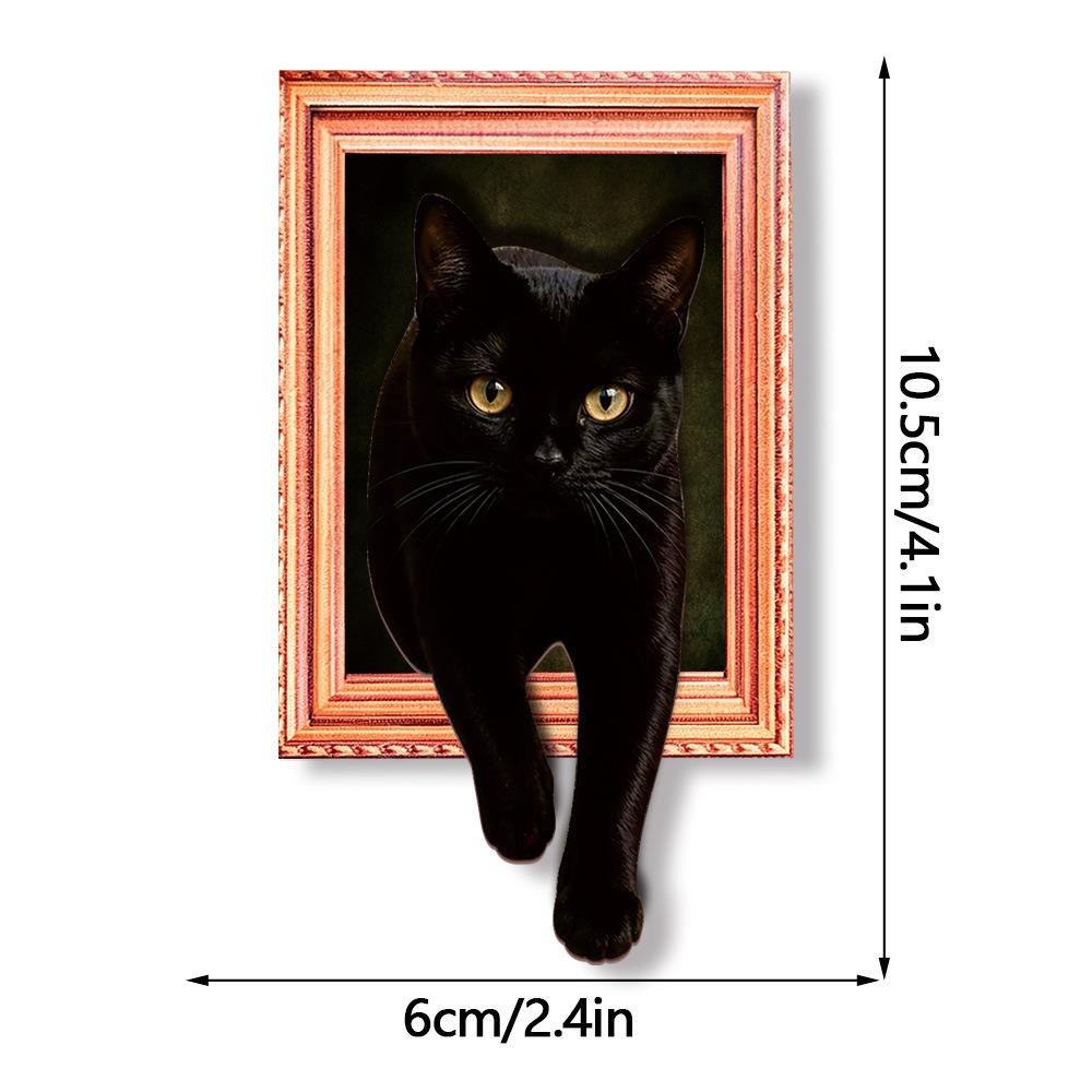 Oil Painting Style Wooden Frame Fridge Magnets 3D Wacky Cat Refrigerator Magnets Home Decoration