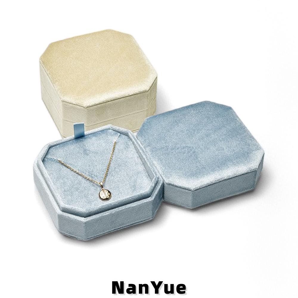 New Octagonal Luxury Velvet Necklace Box High End Pendant Box Wedding Jewelry Gift Packaging Jewelry Box Custom Logo