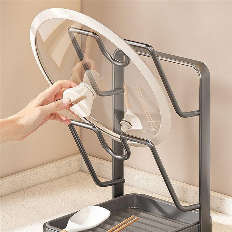 Multi-Functional Kitchen Storage Rack For Pot Covers, Spatulas, And Cutting Boards