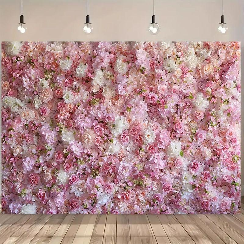 Pink Rose Flower Photo Backdrop Wall Tapestry Full Bloom Peony Carnation Floral Photography Background Romantic Bedroom