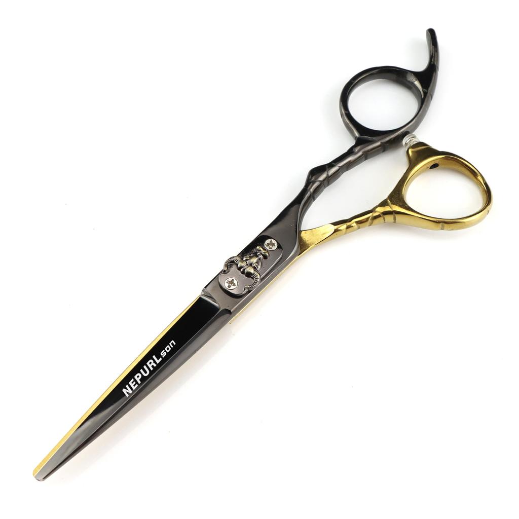 6.0 inch FNT-11 Nimpson color bull's head flat cut hairdressing straight cut tooth cut white gold black blue 05-5