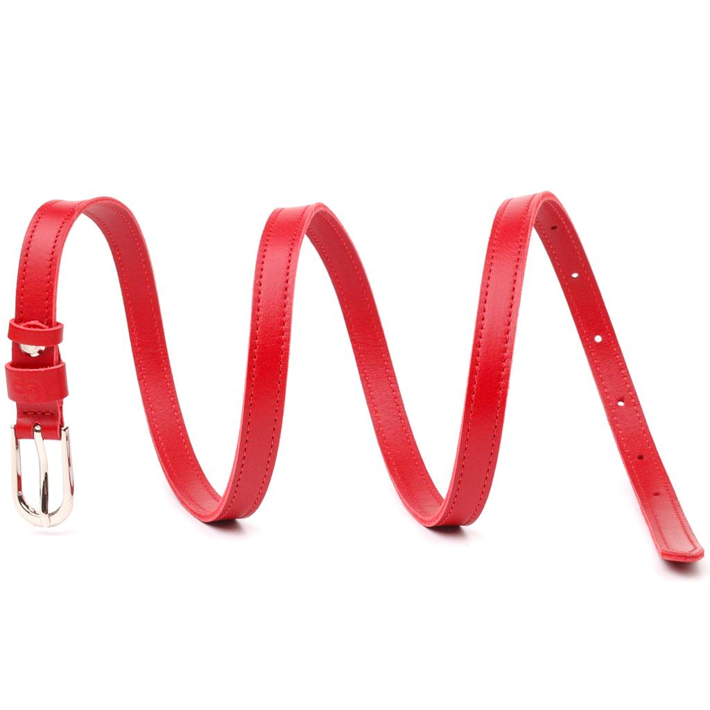 Narrow Women's Leather Belt GRANDE PELLE Leather Belt 21440 Red