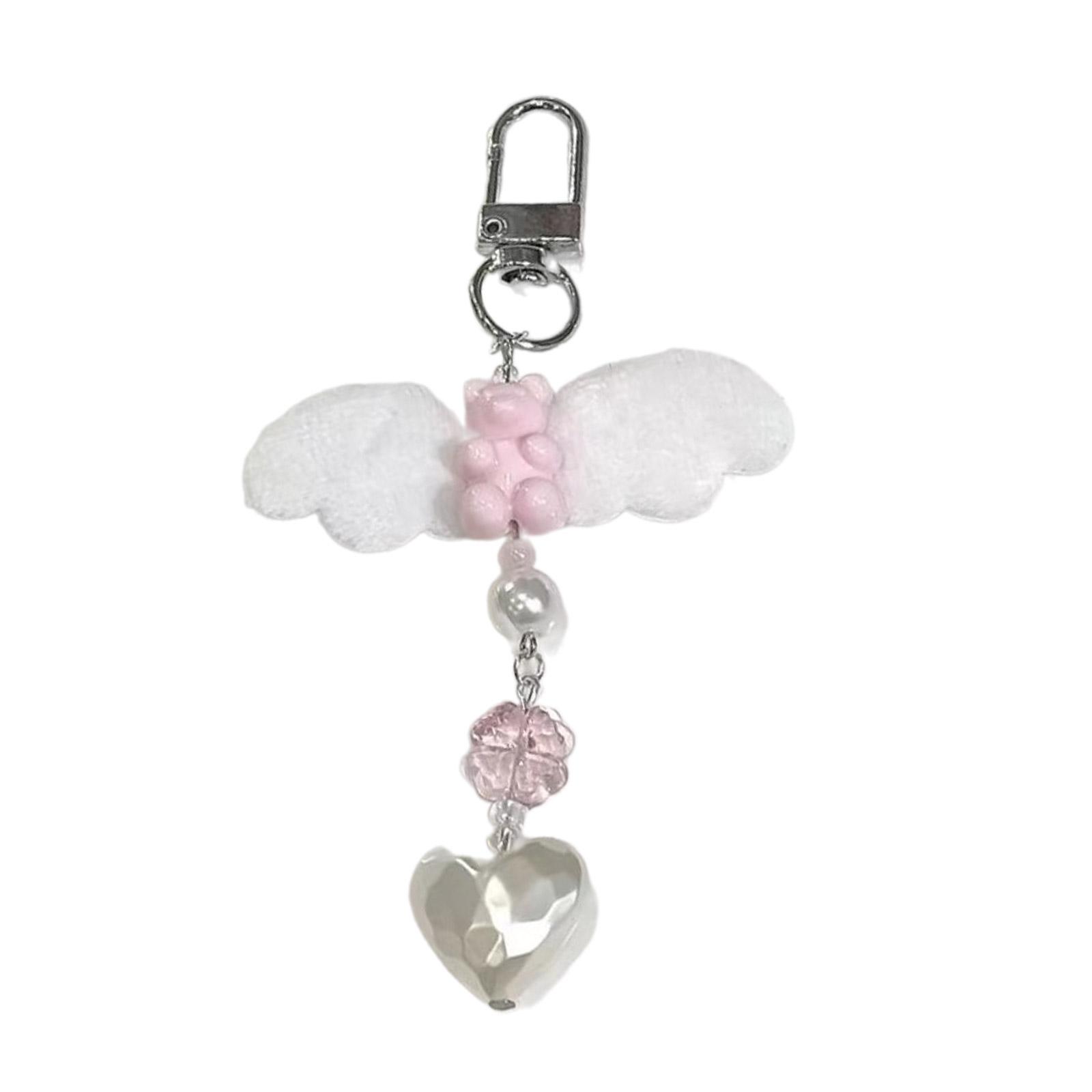 

Брелок в виде крыльев в виде сердца с медведем, милые украшения, брелок с украшением для рюкзака, сумки, подвески, подарок для девочек и женщин 1