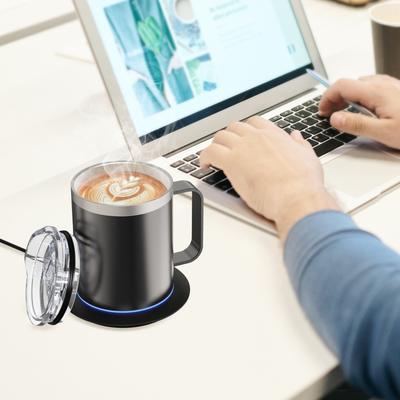 , USB-Laden Automatische Heizung 131 bis 149F Intelligente Konstanttemperatur 12,3 oz 304 Edelstahl Getränkebecher, mit auslaufsicherem Deckel,