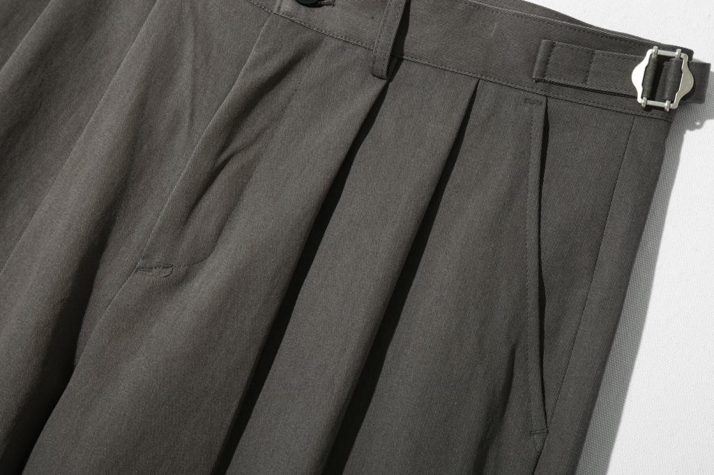 BASEMOMENT Berlin Double-Pleated Wide Chino Pants Sage Gray