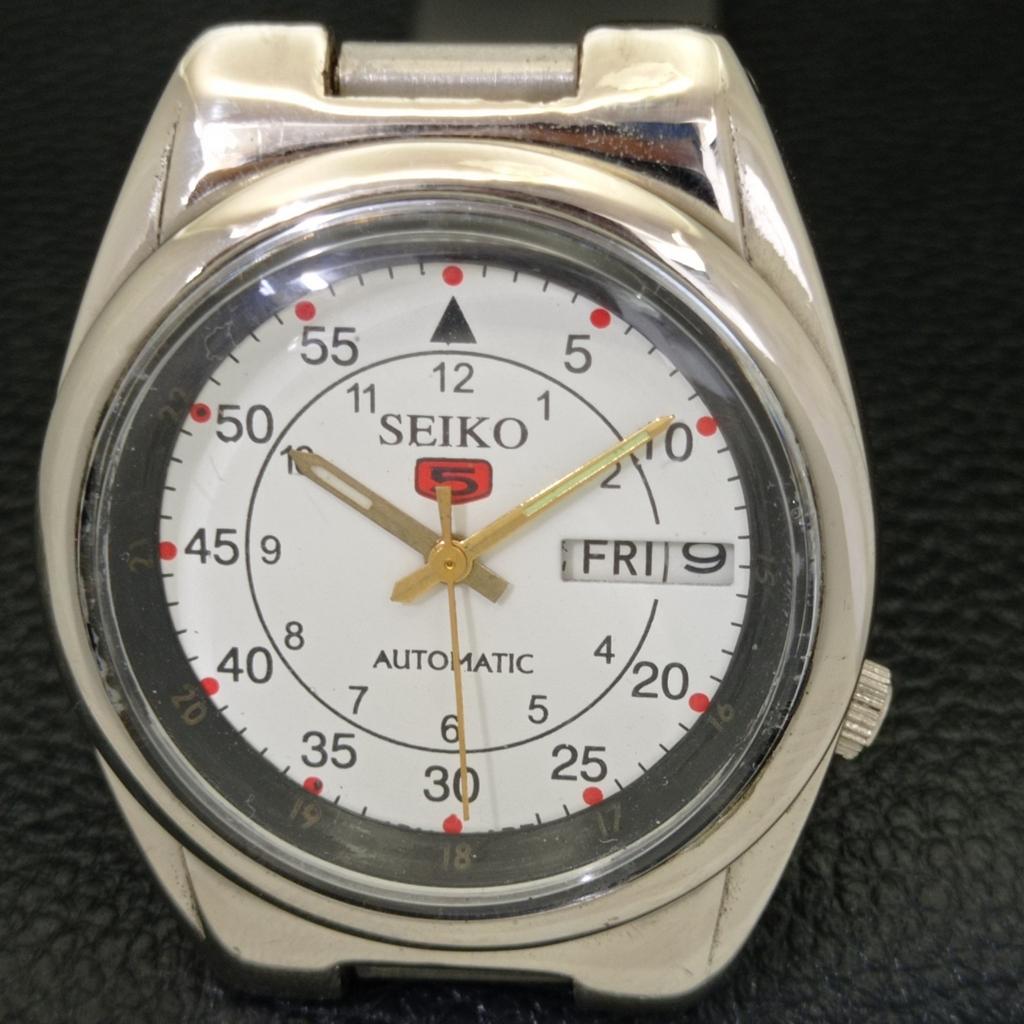 USED GENUINE VINTAGE SEIKO 5 AUTOMATIC JAPAN MENS WHITE DIAL WATCH a433700-2 R118-a433700