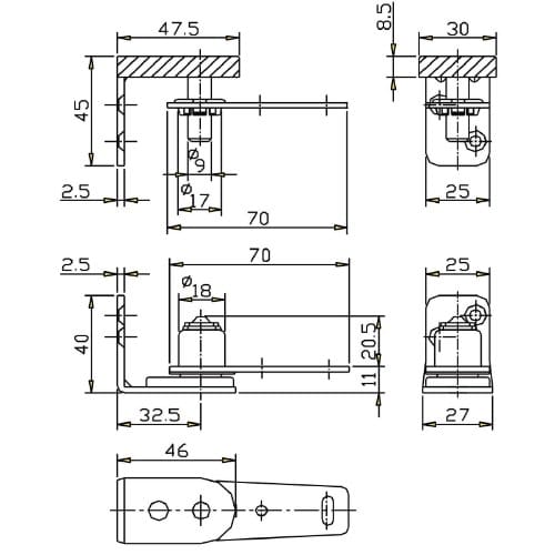 Fusaya New Hikari (Shimizu) Counter Hinge SH-CHS5460