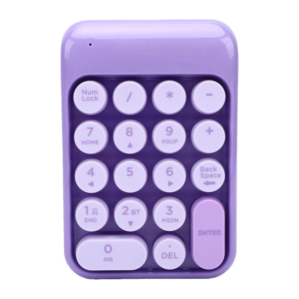 Wireless Number Pad 18 Key 2.4G Numeric Keypad Financial Accounting Numpad Keyboard for Home Business Work Purple