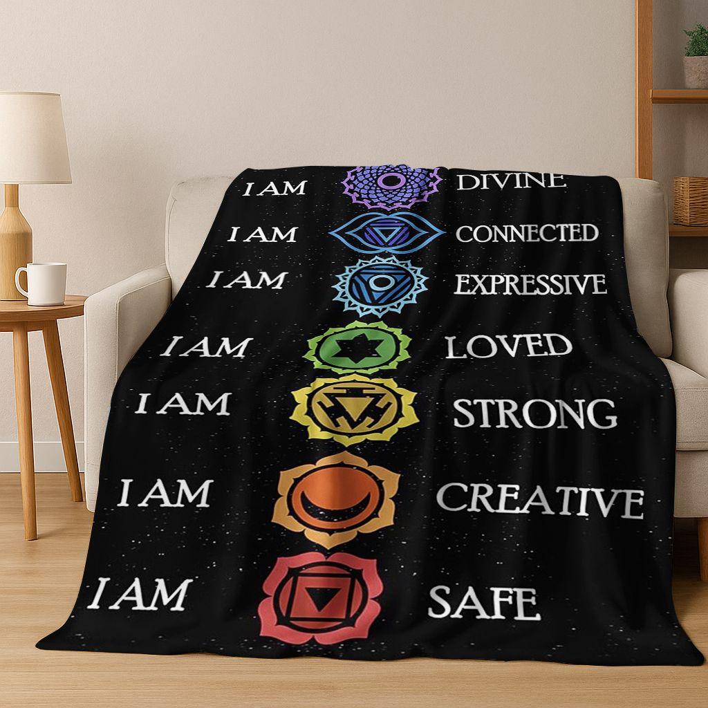 Bohemia Yoga chakra Mandala Spirit Meditation Flannel Blanket,Cozy Soft Throw Blanket for Home Bedroom Bed Sofa Cover Gift Kid