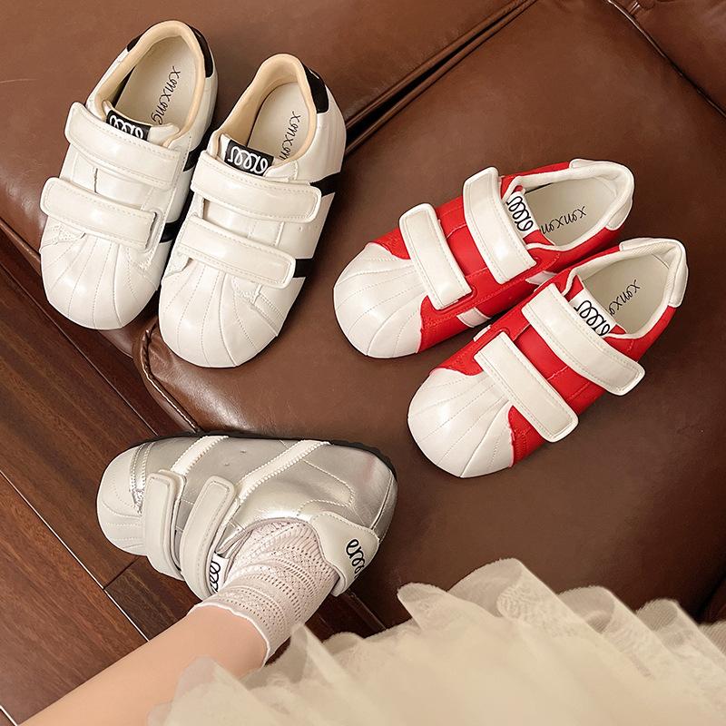 Velcro ugly cute shell head German training bread shoes women's 2025 new versatile inner height increase leisure sports small board shoes