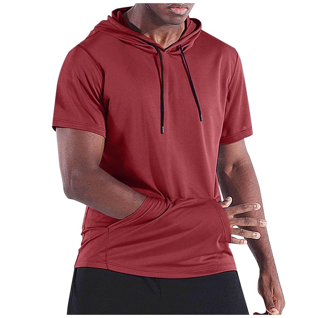 Men's Sports Mesh Quick-drying Short-sleeved Hooded Shirt