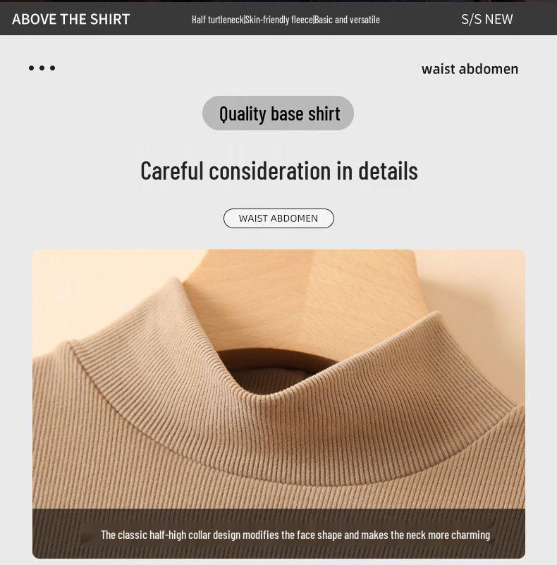 Elegantní dámské pletené tričko s polozvýšeným krkem - Lehký luxus, s dlouhým rukávem a tenké na podzim/jaro.