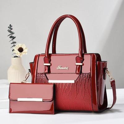 Crocodile Pattern Mother-Child 2-Piece: Women's Crossbody & Shoulder Bag Set - Korean Style Handbag