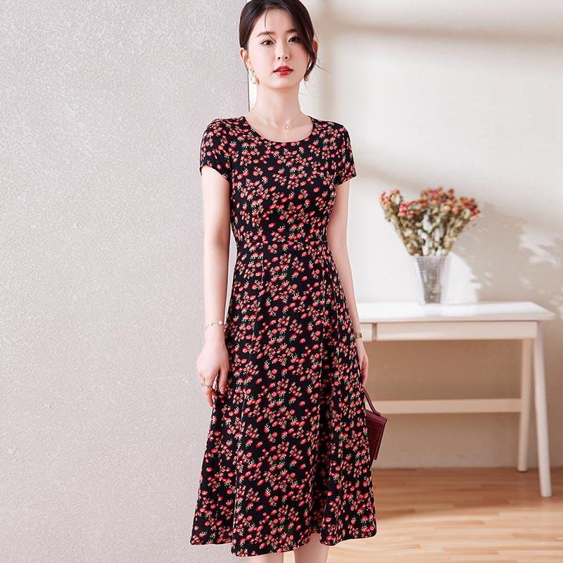 

Шифоновое платье с цветочным принтом, женское летнее платье, тонкая длинная юбка с принтом XXXXL