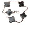 Van Family V Gold Four-Leaf Clover Bracelet, 18K Gold-Plated with Double-Sided Black Mother-of-Pearl, Luxury Women's Accessory