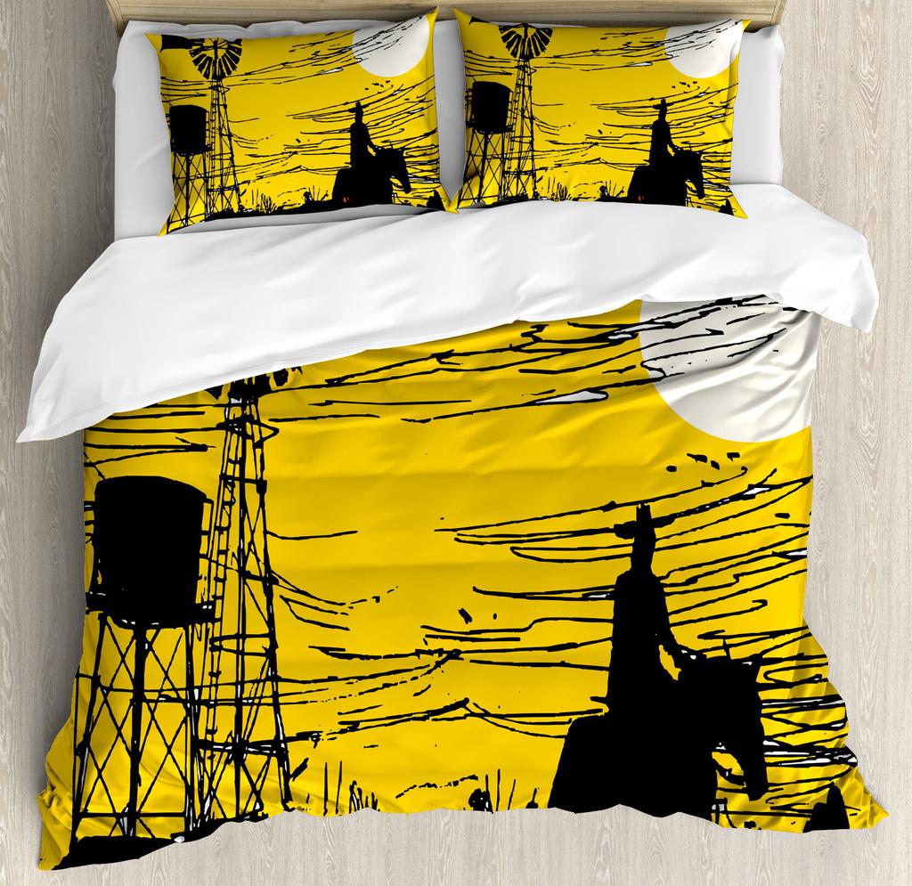 Windmill Duvet Cover Set Farmhouse Style 2/3pcs Bedding Set, Queen/King/Full/Twin Microfiber Quilt Cover for Girls Boys Bedroom