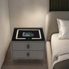Smart Nightstand w/ Fingerprint Lock Drawer Nightstand w/ Wireless Charging/2 USB LED Lights Side Table for Bedroom/Living Room