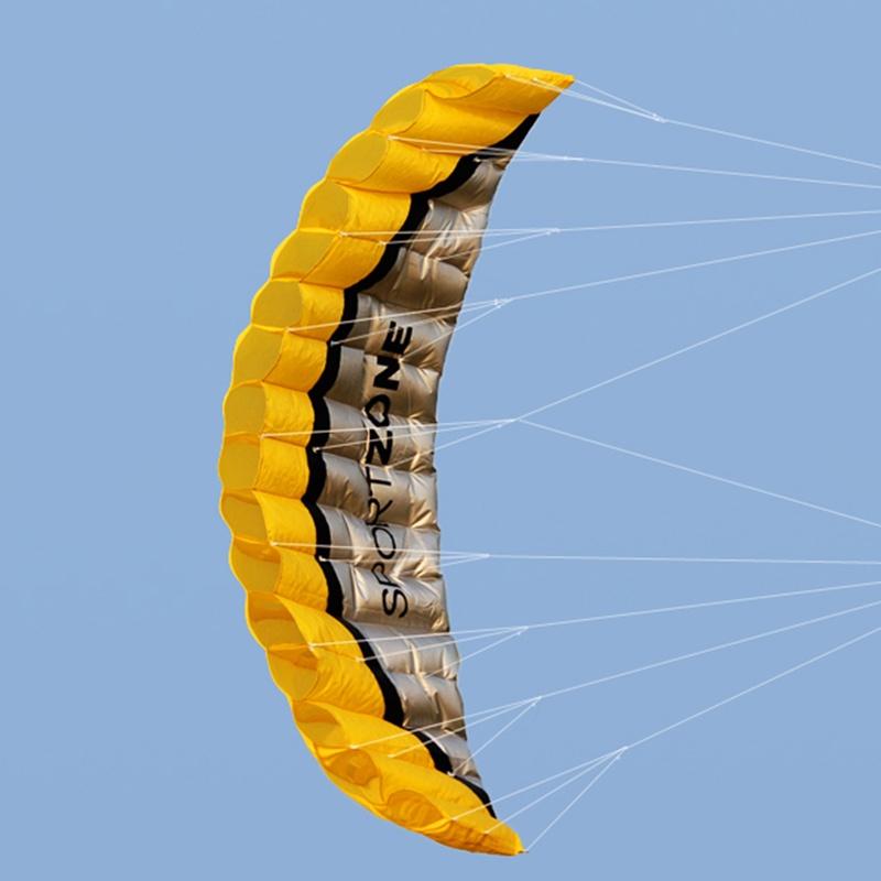 Stunning 2.5m Dual Line Parafoil Parachute Yellow Kite Perfect For Beach Adventures