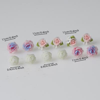6Pair Simple Cute Colorful Flower Earrings Set For Women Girls Creative Sweet Flower Stud Earrings Party Trendy Jewelry Gifts