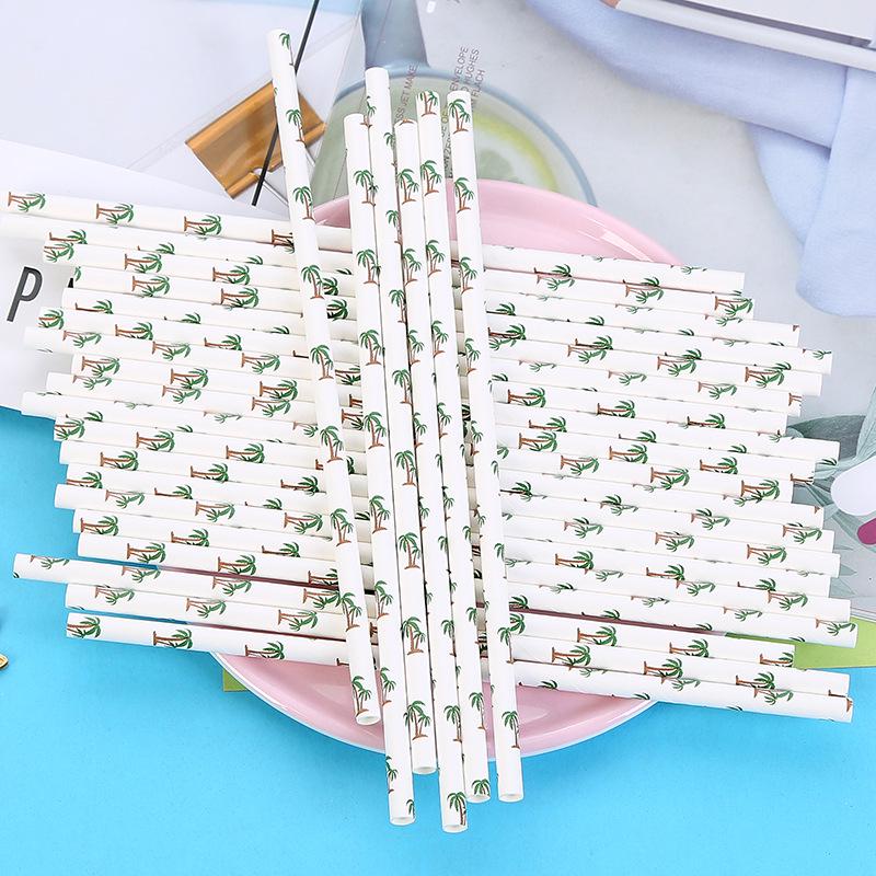 25Pcs Coconut Tree/Turtle Leaf /Cactus Drink Juice Paper Straws Children Birthday Party Decorations