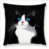 Realistic Black  White Cat Pillow  Cushion Cover Pc  HD Portrait with Green Eyes Modern Decor for Sofa or Bedroom