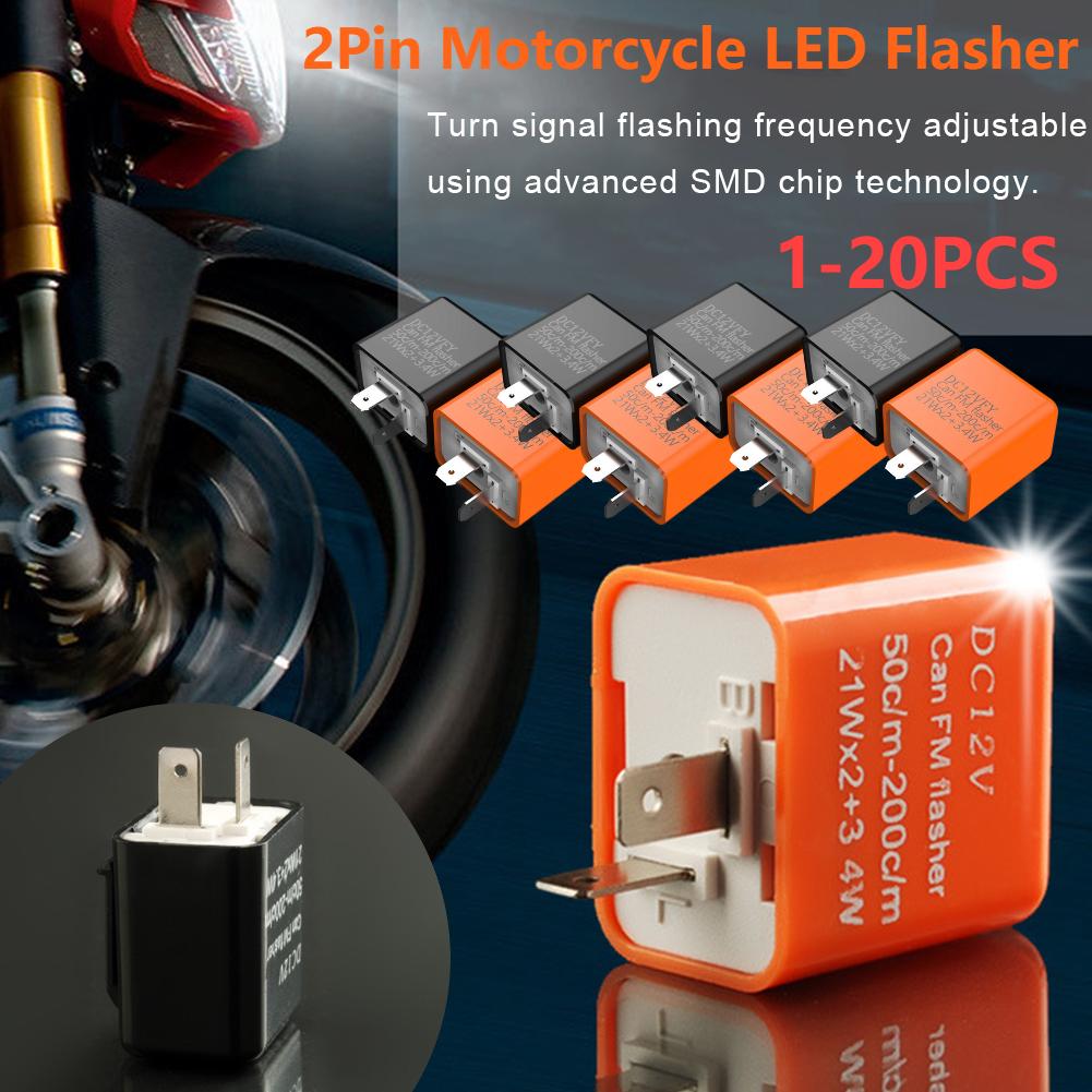 2Pin Motorcycle LED Flasher Relay Adjustable Frequency of Turn Signal Blinker Indicator Flasher Relays Moto Accessories 1-20PCS