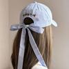 Korean version embroidered letter stripe sweet bow tie-back baseball cap girls versatile sunshade duckbill hat