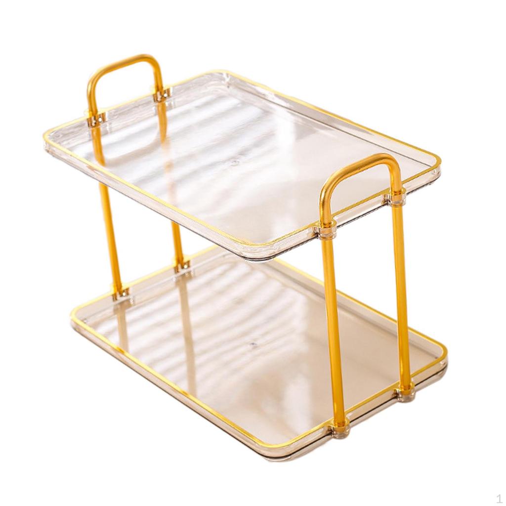 2 Layer Bathroom Counter Organizer Multifunctional Stand Light Luxury Display Shelf Sturdy Tray