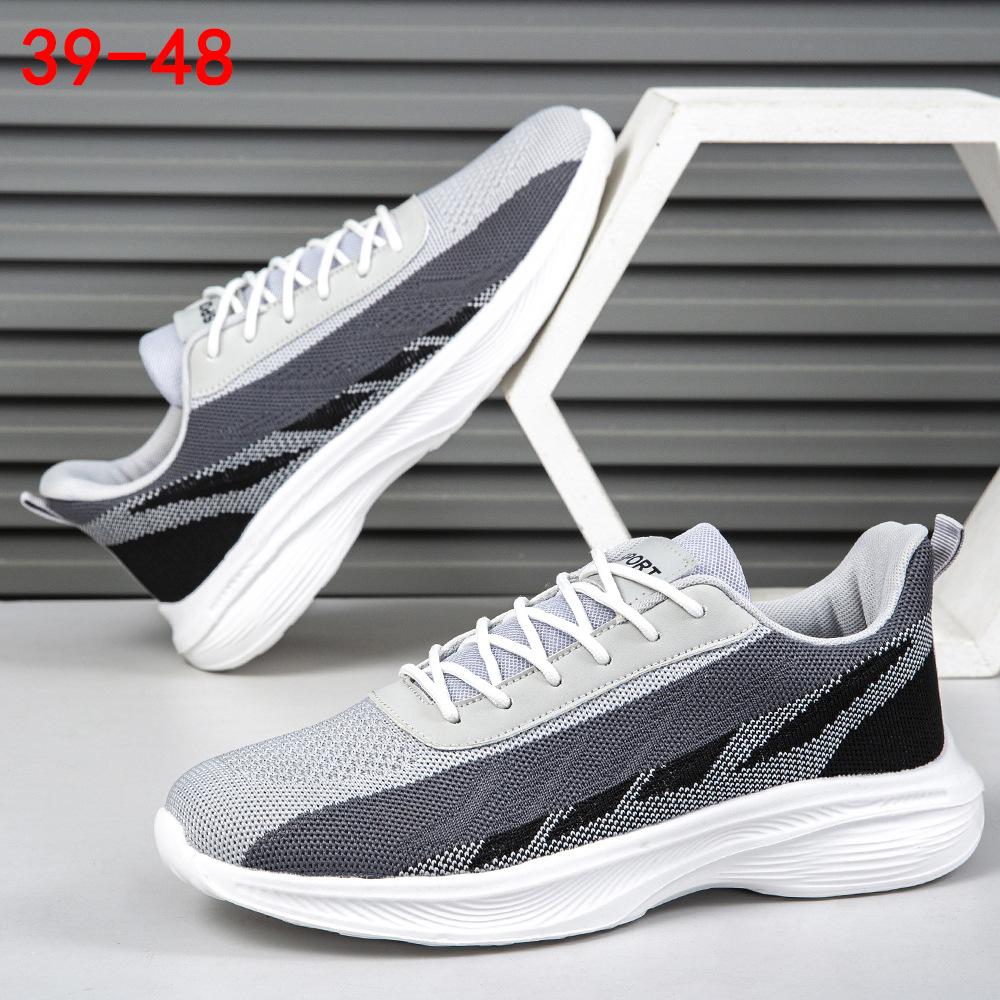 Large size men's shoes summer breathable fly-woven shoes lace-up running mesh casual shoes men's sports shoes men's shoes