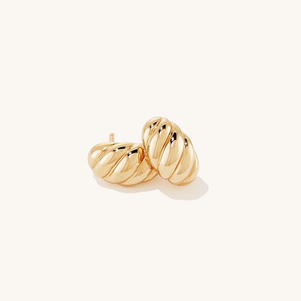 Gold Color small Stainless Steel Hoop Earrings for Women Croissant Dôme Hoops Simple EarRings Vintage Geometry