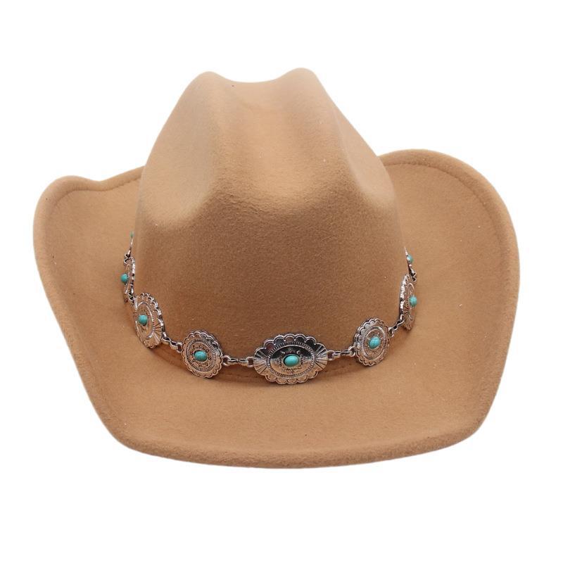New One-Word Top Wide-Brimmed Denim Hat, Hot-Selling National European, American And Western Hat, Men'S And Women'S Fashion High-End Top Hat