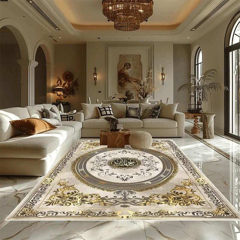 Luksusowy Złoty Duży Rozmiar Dywan do Salonu Dekoracja Domowa Sofa Stół Obok Dywany Sypialnia Hotel Hol Antypoślizgowe Maty Podłogowe tapete