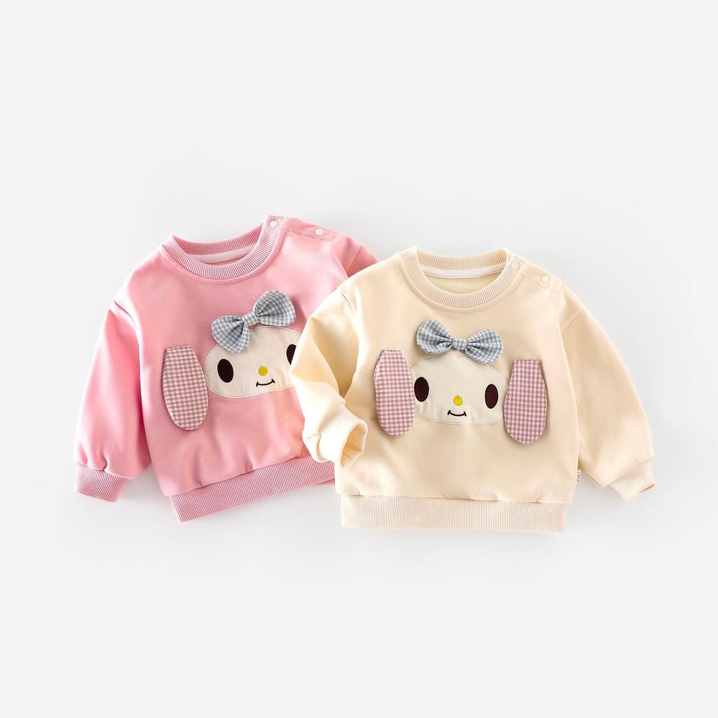 Adorable Girls' Cartoon Bow Sweatshirt & Lace Sweatpants Set - 2025 Autumn Collection