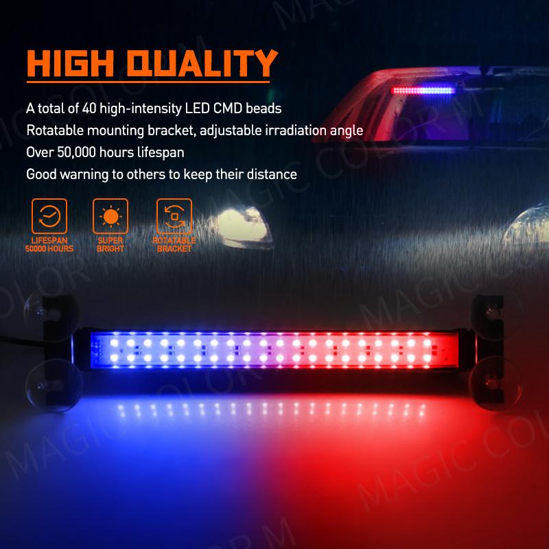 40 LED Strobe Licht Notfall Flash Warnung Lampe Auto Windschutzscheibe Bar Verkehrs Advisor Taschenlampe Rot Blau Auto Zubehör 12V-24V