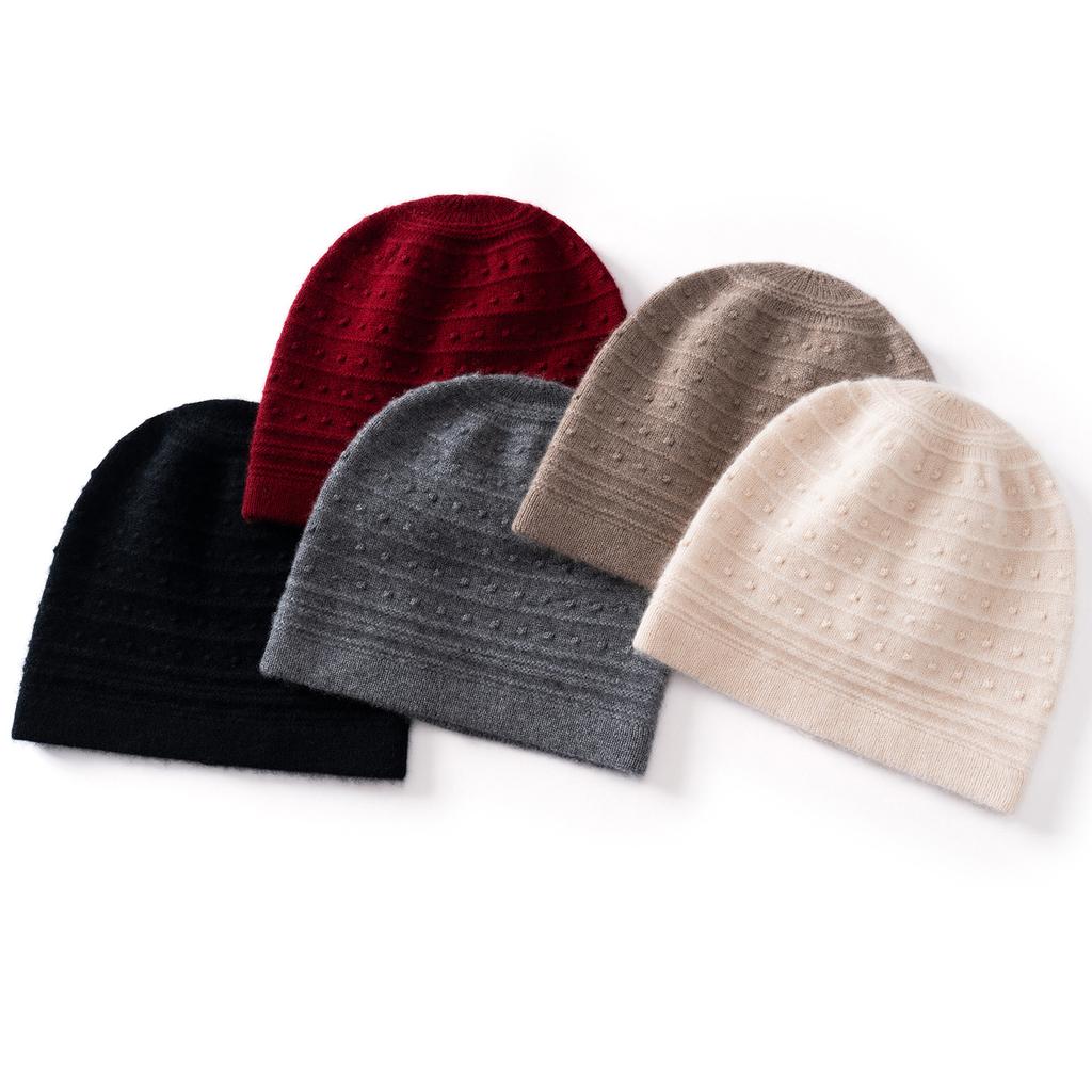 Knitted Cashmere Hat Women's Autumn and Winter Thickened Stacking Hat Cold Hat Outdoor Cold-proof Warm Bald Hat Confinement Hat