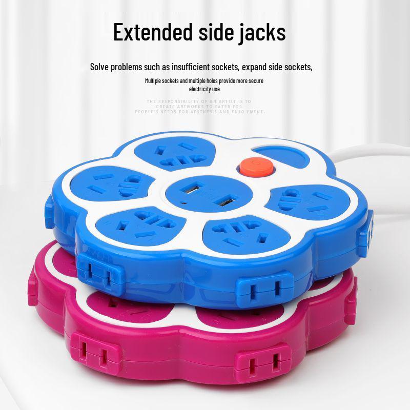 Creative USB Multi-Hole Power Strip with Anti-Leakage Socket for Dorm & Home